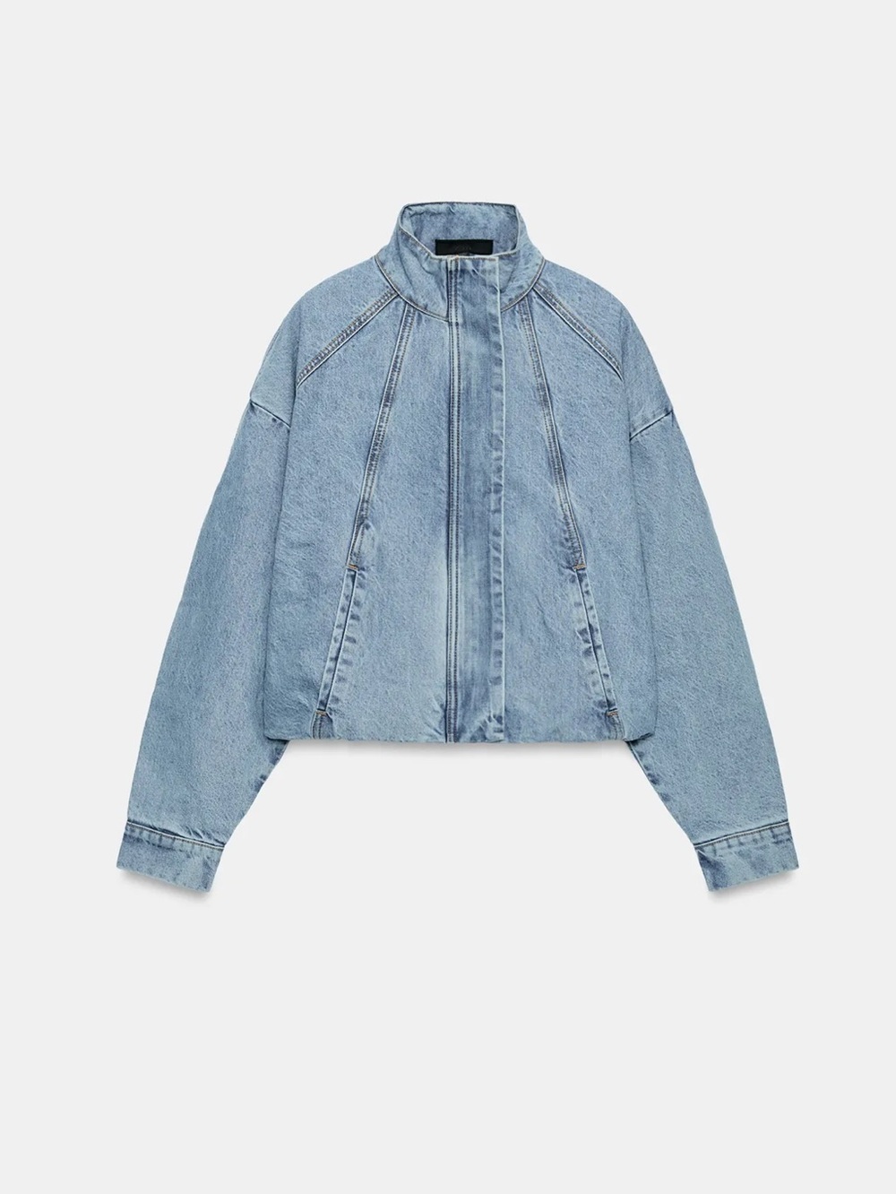 Zara Z1975 HIGH NECK DENIM BOMBER JACKET